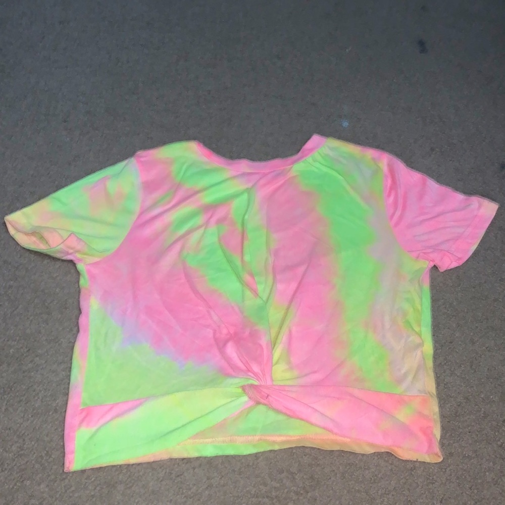Pink and yellow neon crop top